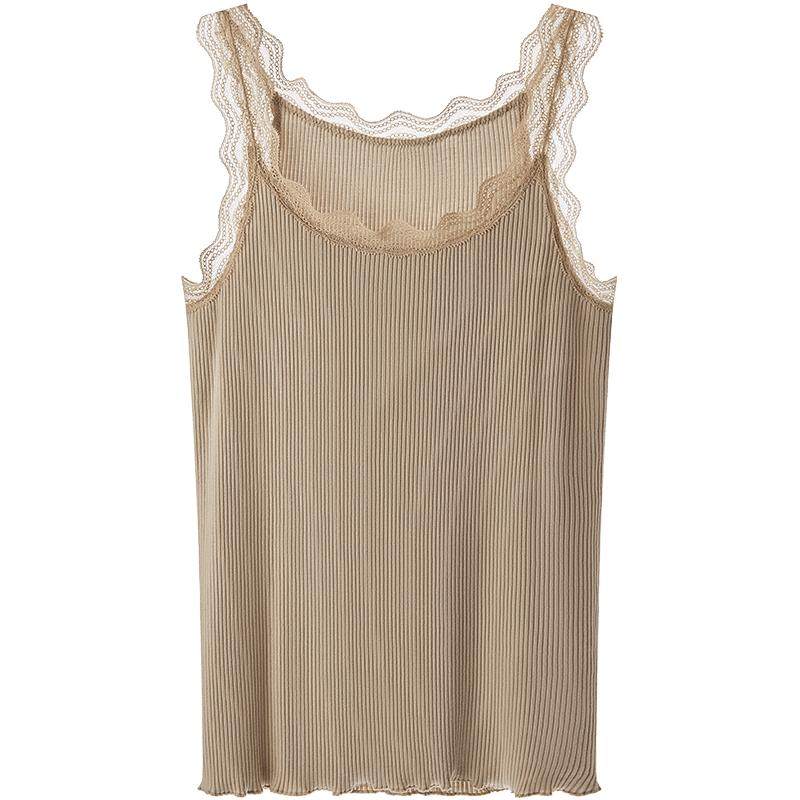 Manifen summer women's Tencel sexy lace can be worn outside with suspenders and inside with 3A antibacterial beauty back base vest
