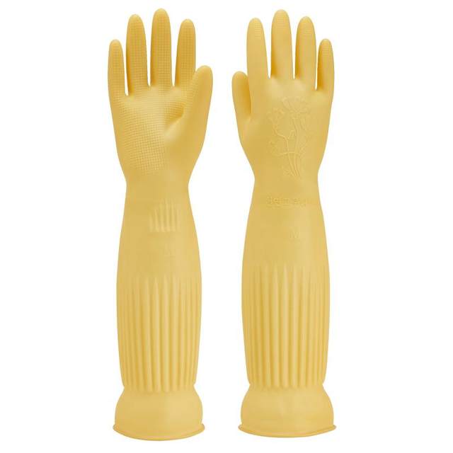 Pull back waterproof thickened latex extended gloves for dishwashing