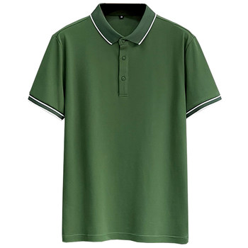 2024 ລະດູຮ້ອນໃຫມ່ ice silk cotton high-end polo shirt men's short-sleeved business line lapel T-shirt top polo