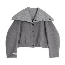 ELLE sheep wool camel velvet large lapel double-sided woolen coat for women 2024 winter new gray shorts woolen coat