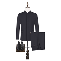 Qipai Suit Mens Suit 2024 New Style Wool Removable Shirt Collar Business Commuting Stand Collar Suit Jacket