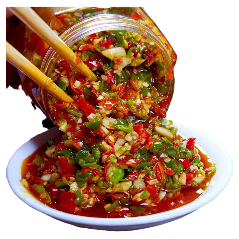 湖南特产农家特辣三色蒜蓉辣椒酱自制香辣拌饭剁辣椒下饭菜剁椒酱