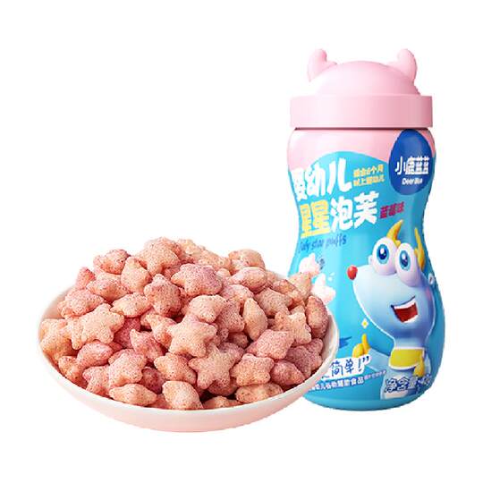 小鹿蓝蓝婴幼儿星星泡芙蓝莓味宝宝儿童零食品牌不添加白砂糖