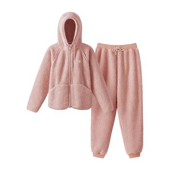 Velvet 506h men's and women's imitation sherpa home wear set