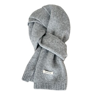 Wool-Blend Gray High-End Knitted Scarf for Men and Women, 2025 New Korean Style Winter Warm Student Gift Neck Warmer