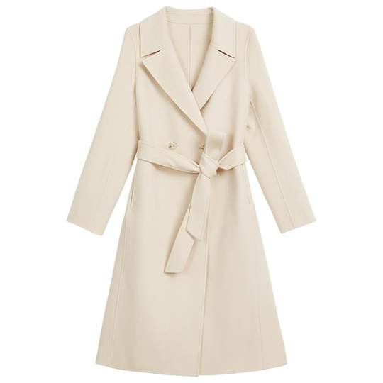 YINER音儿专选女装秋季气质中长款骆驼绒羊毛羊绒混纺双面呢大衣