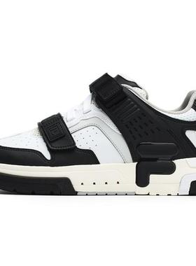 FILA斐乐 Doppio 时尚休闲摩登 低帮板鞋男款雪白黑F12M241206FWB