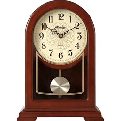 New Chinese solid wood clock living room simple and quiet table clock house retro quartz clock creative clock decorative ornaments