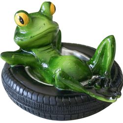 Small yard fish pond simulation animal bamboo raft frog resin ornaments garden decoration courtyard pond floating fish tank landscaping