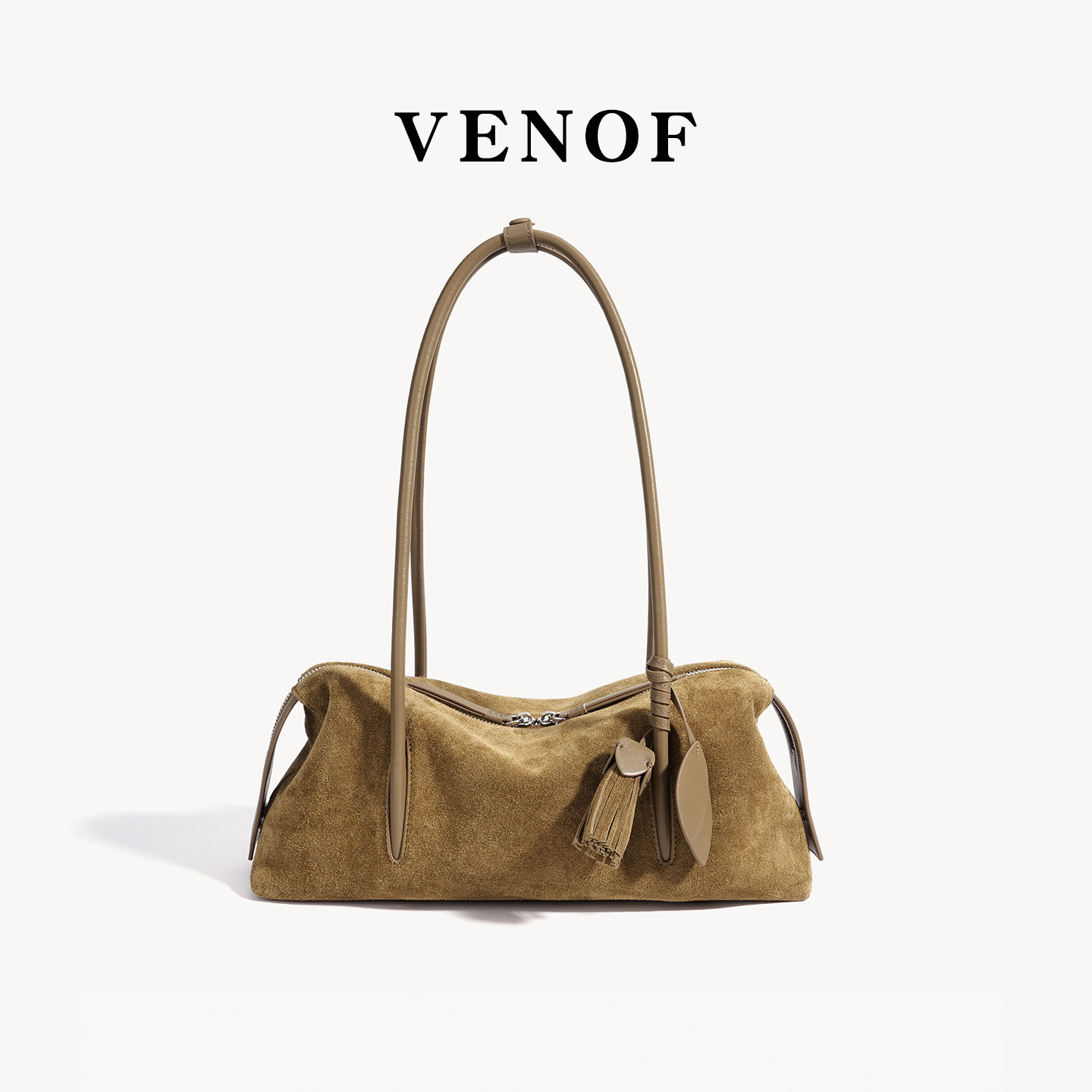 Velofen baguette bag for women, 2026 new style, high-end niche design, genuine leather shoulder bag, handbag, Boston pillow bag.