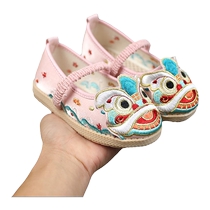 Tiger head shoes for girls Hanfu embroidered shoes old Beijing childrens cloth shoes Chinese style costume embroidered shoes baby dance shoes