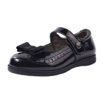Terranis childrens shoes spring and autumn new campus classic black leather shoes little girl simple bow performance small leather shoes