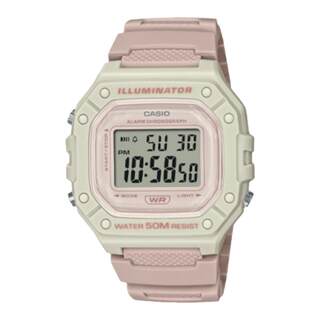 Casio watch female casio w-218hc-4a2 light pink sports student waterproof small square electronic watch
