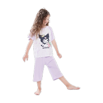 (Cropped Pants) Modal Childrens Pajamas Summer Thin Little Girls 2024 New Girls Short-Sleeved Home Clothes