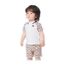Balabala boys short-sleeved suit baby summer clothes childrens baby clothes two-piece POLO shirt casual literary and artistic
