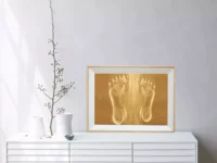 Бревенчатый каркас с белой грязью + следы взрослых + пылезащита с цифровой золотой краской