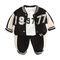 Yibeitong baby clothes spring and autumn casual sports baseball uniform jacket split three-piece set baby boy childrens clothing