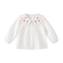 David Bella chemise en coton fille 2024 robe de printemps nouveaux vêtements pour enfants en grande chemise blanche pour enfants