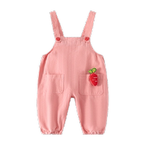 Banxidi baby denim suspenders autumn new style girls pants versatile childrens casual pants baby spring and autumn style