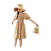 Xiaoding Youyou Girls Puff Sleeve Princess Dress 2024 Summer New Style Medium and Large Childrens Fashionable Slim Girls Dress