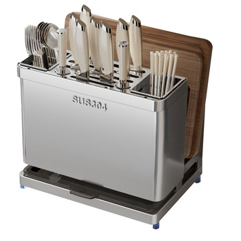 304 stainless steel knife holder storage rack countertop wall hanging