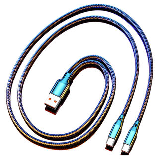 一拖二充电线二合一5A快充编织线数据线闪充加长2米适用双华为苹果安卓typec小米车载通用独立分线多头