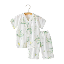 Betis baby pajamas summer ice silk mens and womens home air-conditioned clothing thin breathable baby short-sleeved suit