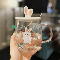 High-end super cute three-dimensional rabbit glass ins style high borosilicate heat-resistant household cute drinking cup breakfast swallow