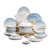 Bowl and dish set household Jingdezhen ceramics 2024 new light luxury high-end housewarming bowls bowls and plates bone china tableware