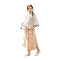 Girls Hanfu suit summer new style medium and large childrens new Chinese style dress childrens cheongsam skirt two-piece set