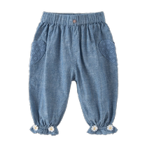 David Bella Girls Jeans 2024 Spring Childrens Pants New Baby Girl Lace Pants Childrens Clothing