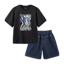 Bala Bala Children Short Sleeve Suit Mens Great Boy Bump Color Printing Casual Two Sets Summer Loose Comfort Tide Cool