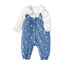 (Same style in the mall) Balabala baby outing clothes rompers girls jumpsuits modal cotton trendy