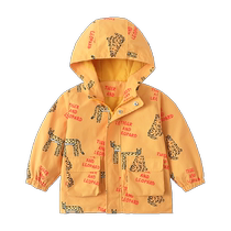 (DuPont three-proof) Qi Qi Xiong boys windbreaker spring and autumn childrens jacket childrens medium-length baby girl jacket