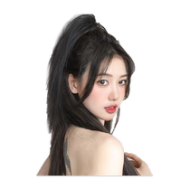 Waterfall half-tied ponytail wig for women with long hair simulated hair girly feel high ponytail braid light fake ponytail