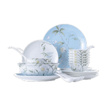 Jingdezhen official ceramic glaze color tableware set for home use Chinese high-end bowl and plate set same style as Chinese restaurant