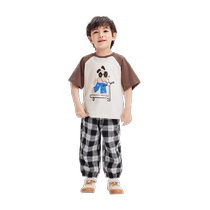 Balabala childrens clothing childrens suits boys short-sleeved clothes 2024 summer new style girls casual western style prints