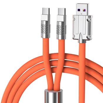 Data Cable Dual Typec Bold One-To-Two 6A Super Fast Charging Suitable for Apple Huawei Android Two-In-One Car Charger Cable