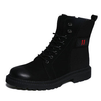 Martin boots men's autumn and winter high-top British inner heightening boots men's Korean style trendy shoes plus velvet boots ເກີບຫນັງໃຫມ່