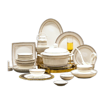 Dishes set household light luxury Jingdezhen 2024 new high-end ceramic bone china tableware dishes bowls chopsticks bowls