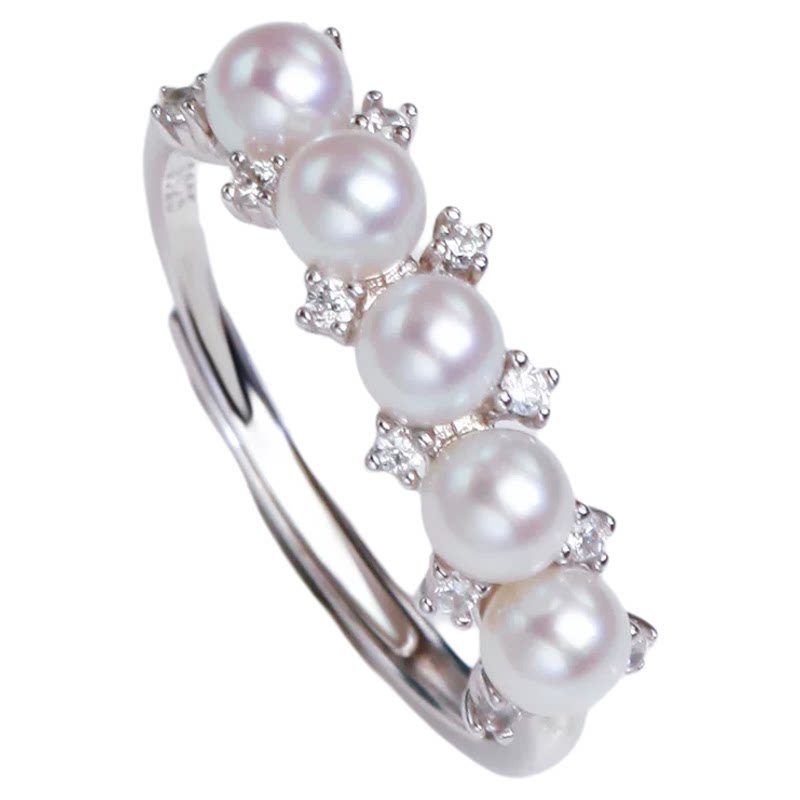 Perfect Circle Aurora Freshwater AK Pearl Five-Bead Row Ring