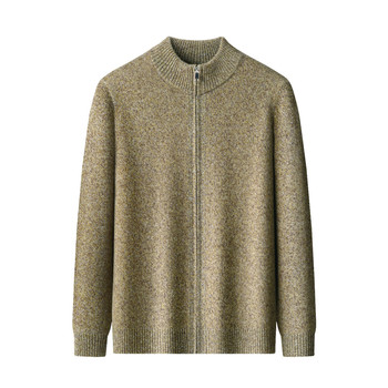 Chunzhu shijia men's pure wool sweater full-zip cardigan jacket autumn and winter thickened knit sweater sweater dad's wear Chunzhu shijia men's pure wool sweater full-zip cardigan jacket autumn and winter thickened knit sweater sweater dad's wear