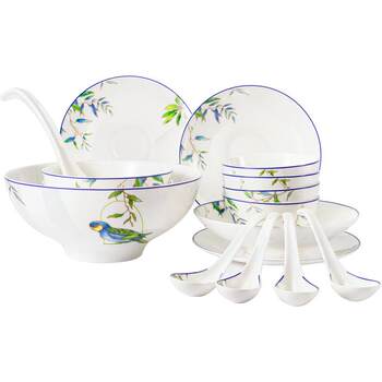 Margoront parrot bone porcelain 4-person meal tea with full bucket tableware tea set mug with lid whole set of gift boxes