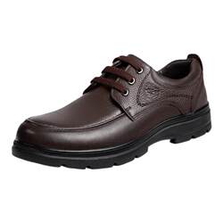 Camel Men's Shoes 2026 Summer Lace-Up British Style Genuine Leather Men's Shoes Middle-Aged Dad Shoes Comfortable Soft Sole Commuting Shoes