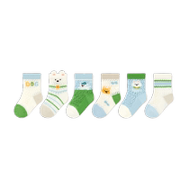 Nido Bear 2024 Boys Socks Six Pairs Summer Thin Childrens Socks Baby Cotton Large Mesh Baby Socks
