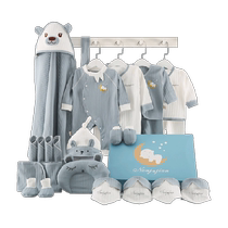 Newborn baby gift box pure cotton jumpsuit haha ​​spring and autumn newborn clothes collection meeting gift 1 box boneless