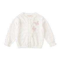 David Bella childrens sweater new autumn and winter girls thin hollow cardigan medium and large childrens air-conditioning shirt