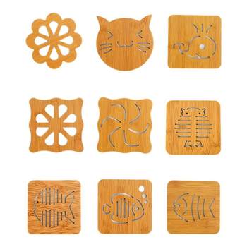 Hollow wooden coaster kitchen thickened anti-scalding insulation pad