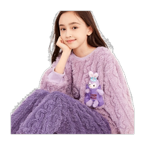 Child Sleepwear Autumn Winter Girl Coral Suede Suit Boy Flannel Suede Thickened Female Great Boy Cute Warm Home Clothing