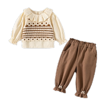 Banxidi Girls Suit Autumn 2024 New Style Baby Shirt Childrens Pants Spring and Autumn Childrens Three-piece Set